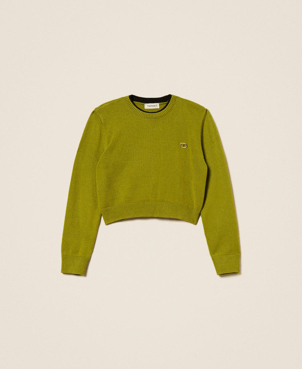 Jersey de cuello redondo con Oval T Olive Oil Ni&ntilde;a 252GJ3011_12576_S0