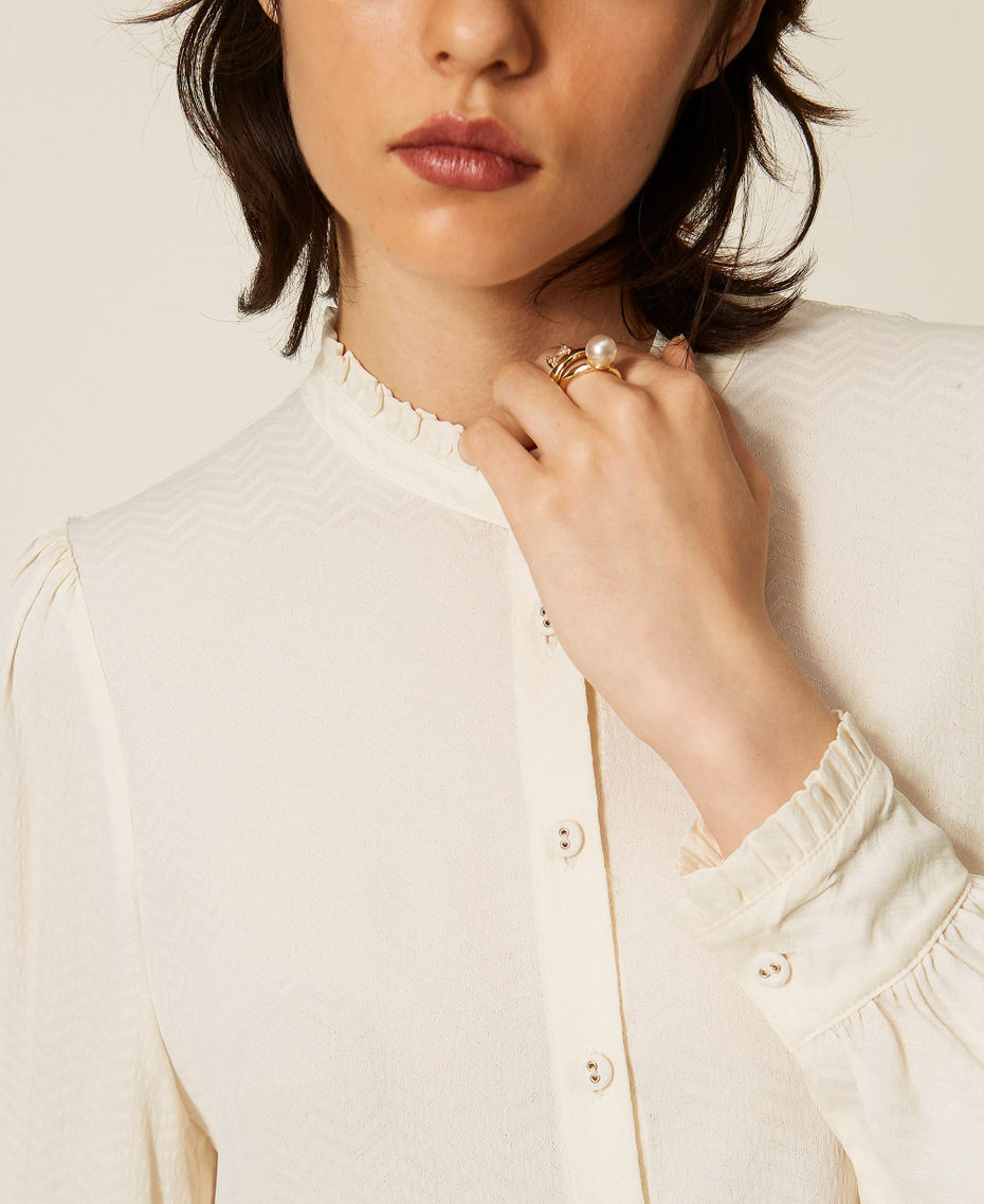 Cr&ecirc;pe de Chine silk blend shirt Mother Of Pearl Woman 262TP278B_00059_04