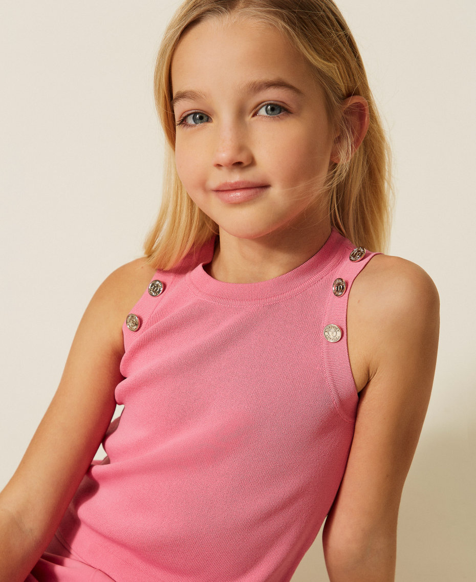 Stricktop mit Kn&ouml;pfen &bdquo;Aurora Pink&ldquo;-Rosa M&auml;dchen 261GJ3062_07207_04