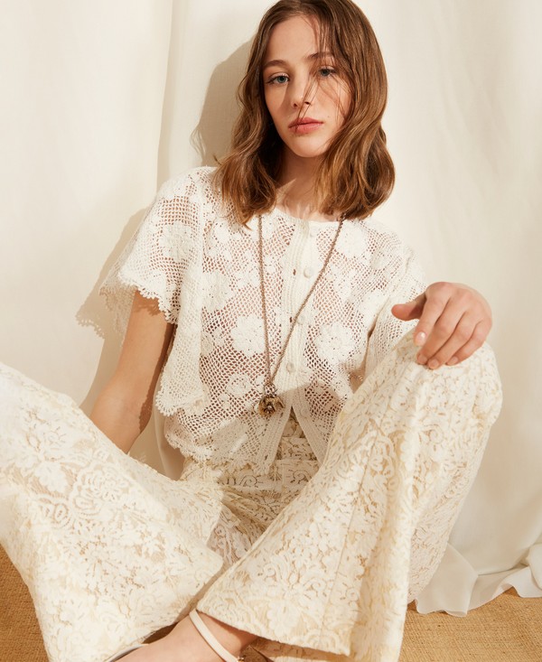 Camicia in maglia a fiori