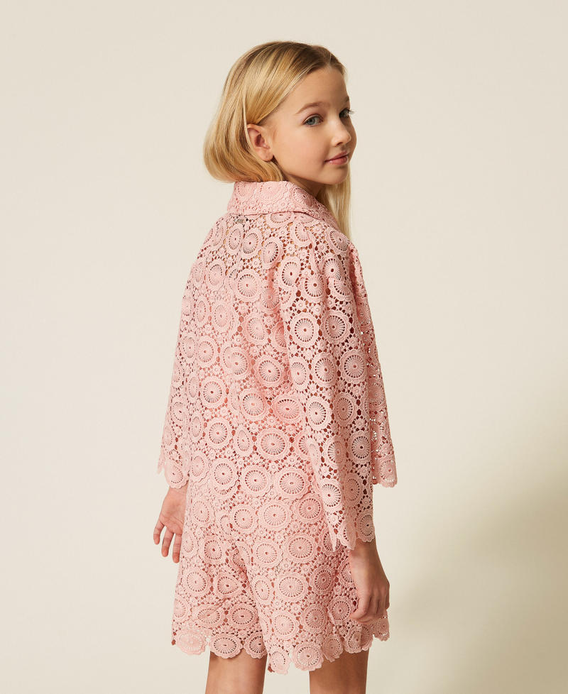 Macram&eacute; lace boxy shirt Pink Dancer Girl 261GJ2Q25_10021_03