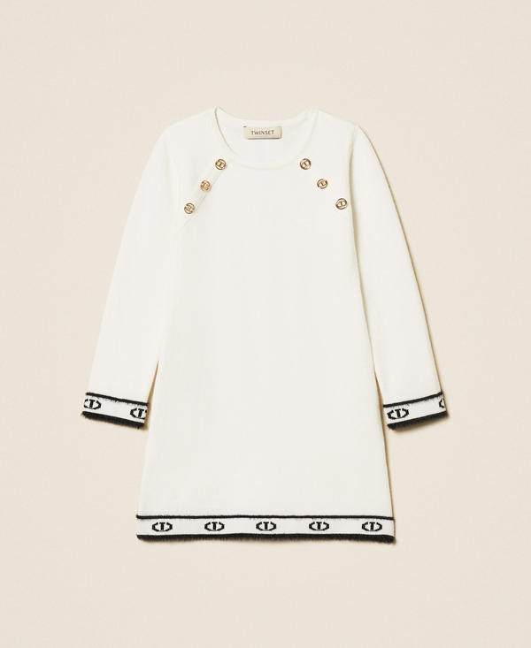 Girls' short knit dress with buttons