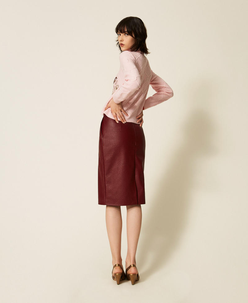 Faux leather midi skirt "Rhubarb" Red Woman 262AP2293_13643_03