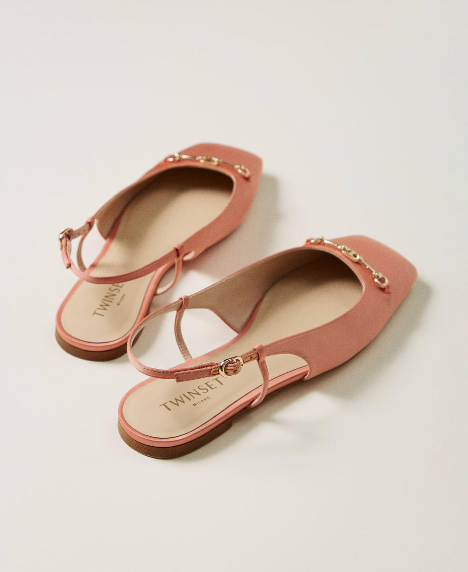 Baleriny typu sling back z atłasu Łososiowy Kobieta 251TCP082_00073_03