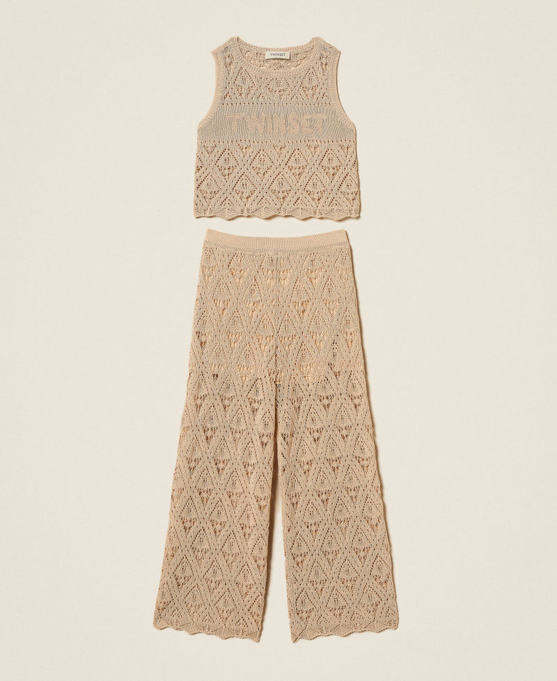Top et pantalon ample en maille avec losanges Beige &laquo;&nbsp;Safari&nbsp;&raquo; Fille 261GJ3031_13191_S0