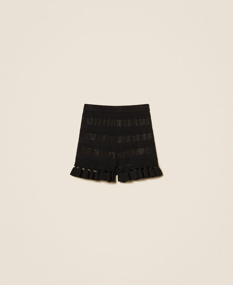 Knit shorts with ruffles Black Woman 261TQ3011_00006_S0
