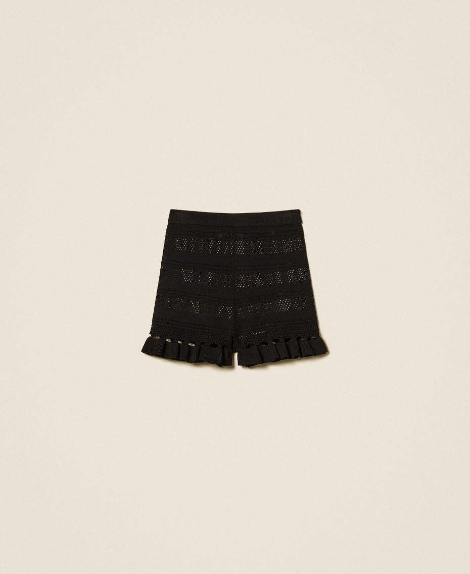 Knit shorts with ruffles Black Woman 261TQ3011_00006_S0
