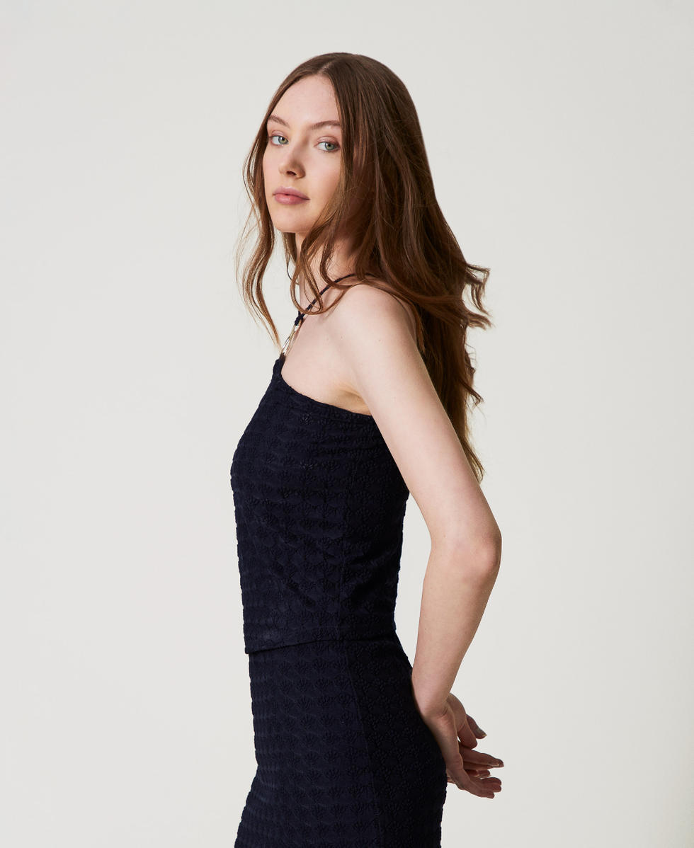 Top in crochet con anello Classic Blue Donna 251LM2HCC_11956_02