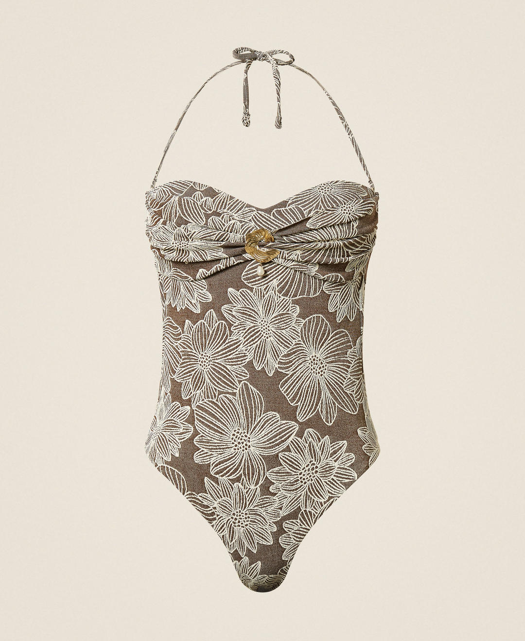 Maillot de bain une pièce jacquard avec perle