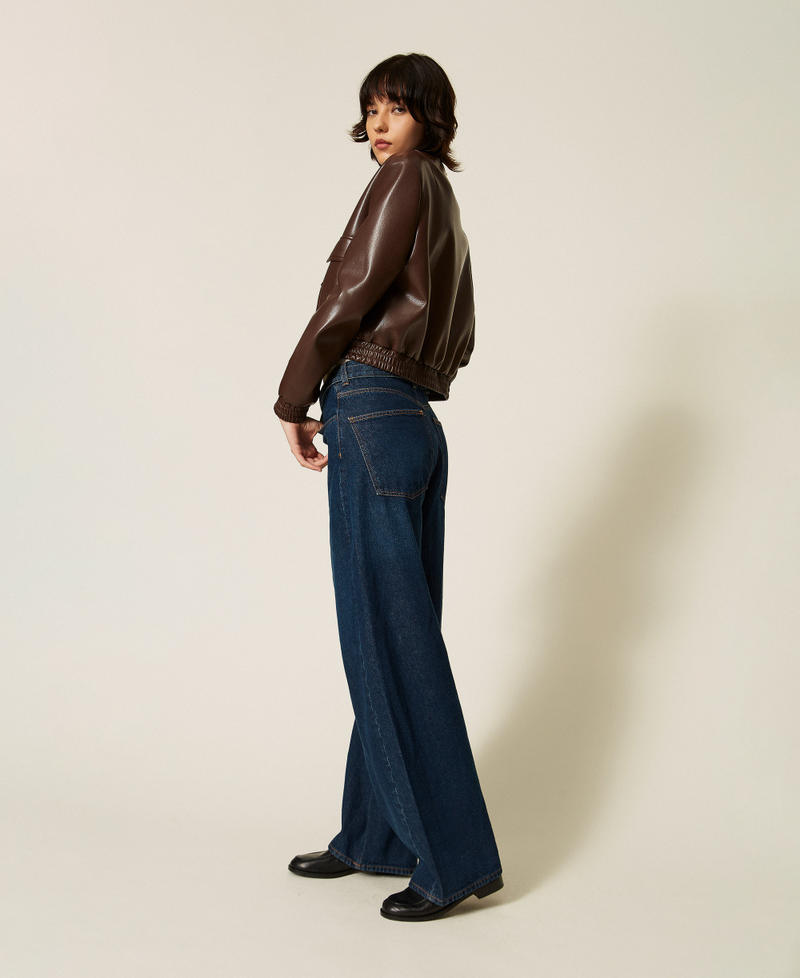 Jean barrel avec ceinture Denim Fonc&eacute; Femme 262TP2540_01313_02
