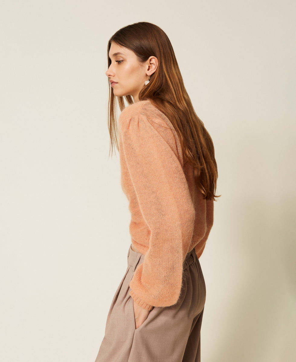  Mohair blend knit shrug Toasted Nut Brown Woman 252TP3525_12606_02