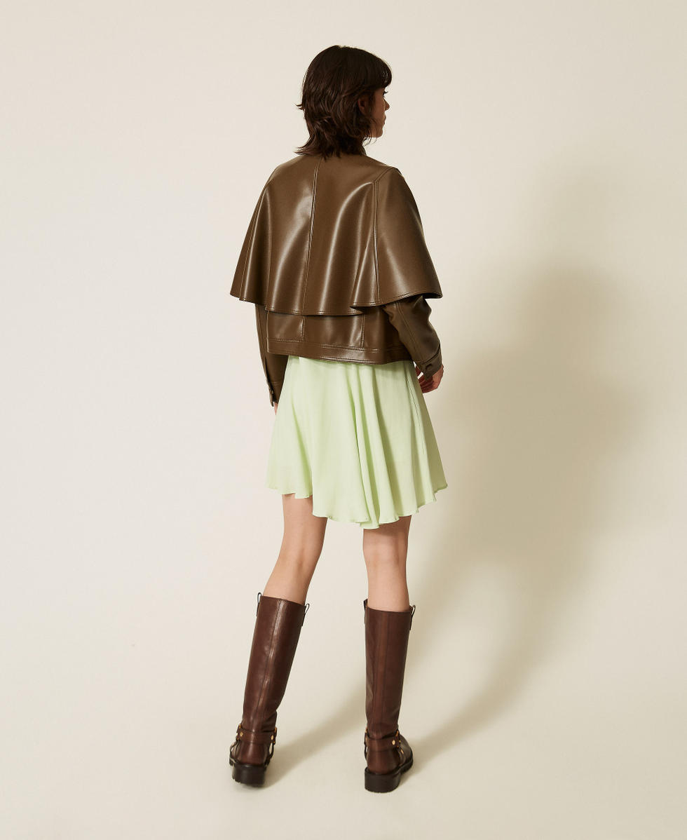 Giacca a mantella effetto pelle Verde Faggio Donna 262TP2050_12537_03