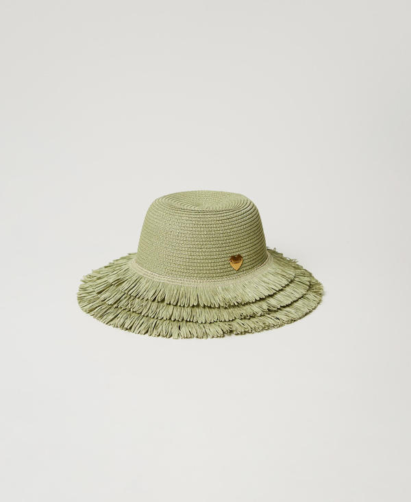 Wide brim faux straw hat