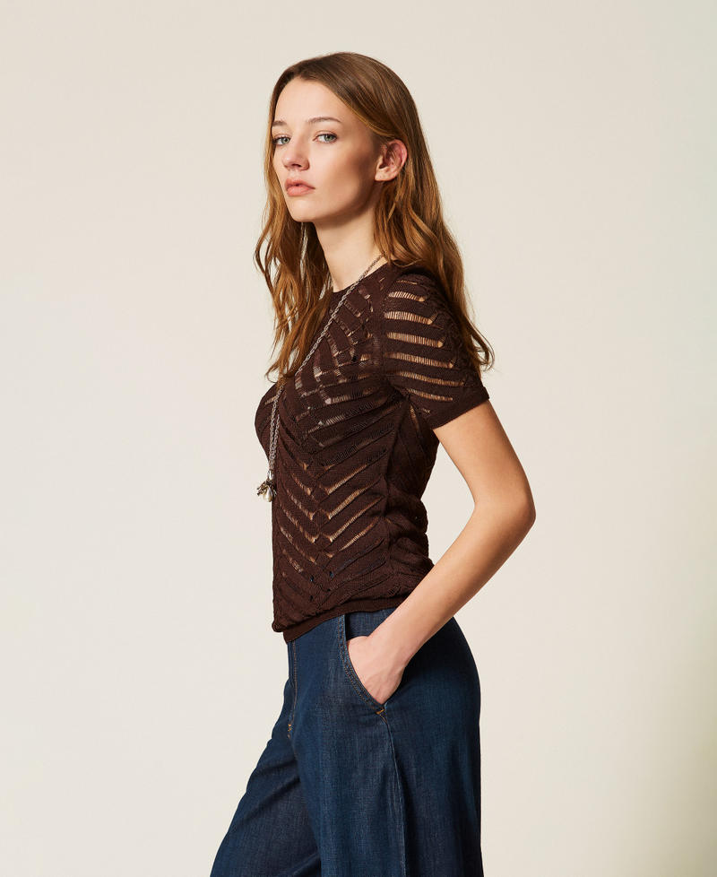 Pull ajust&eacute; &agrave; chevrons Coffee Liqueur Femme 261TT3101_12110_03