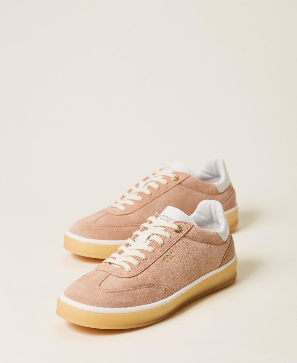 Sneaker aus Rauleder Cupcake Pink Frau 252TCP026_00178_02