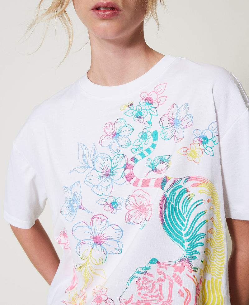 MYFO t-shirt with a floral print Papers/Multicolour Tiger Print Woman 251AQ2054_12440_04