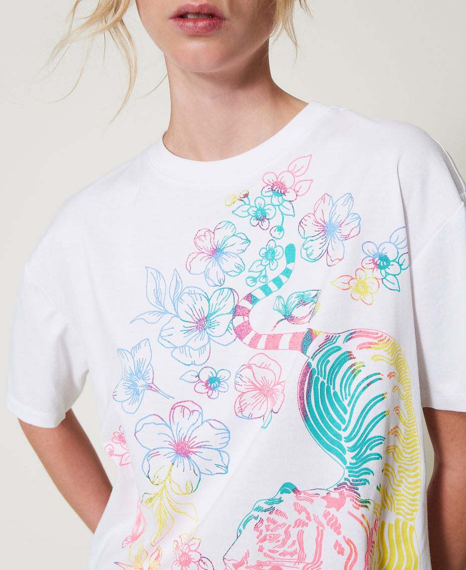 MYFO t-shirt with a floral print Papers/Multicolour Tiger Print Woman 251AQ2054_12440_04