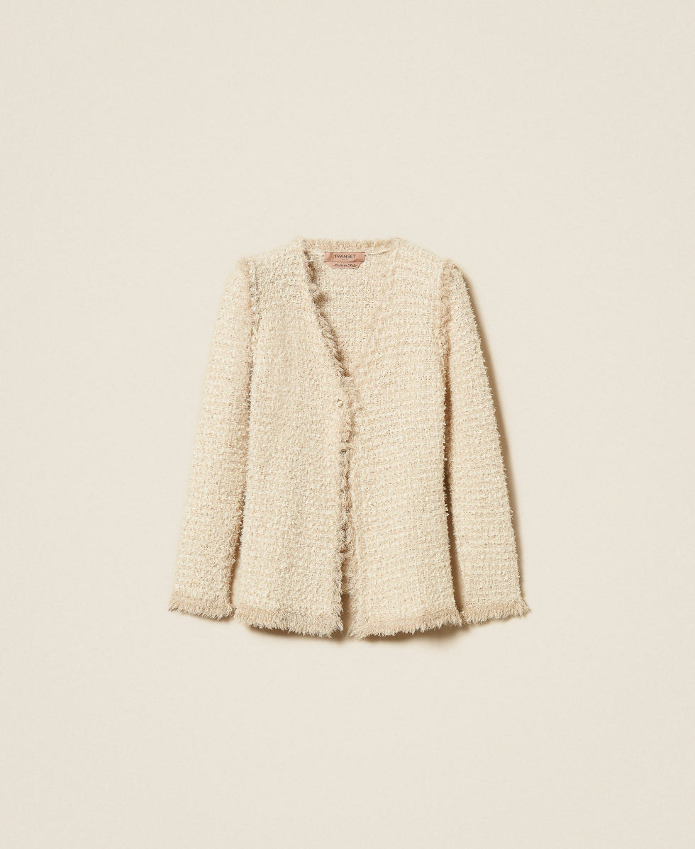 Jacquard knit jacket with lurex