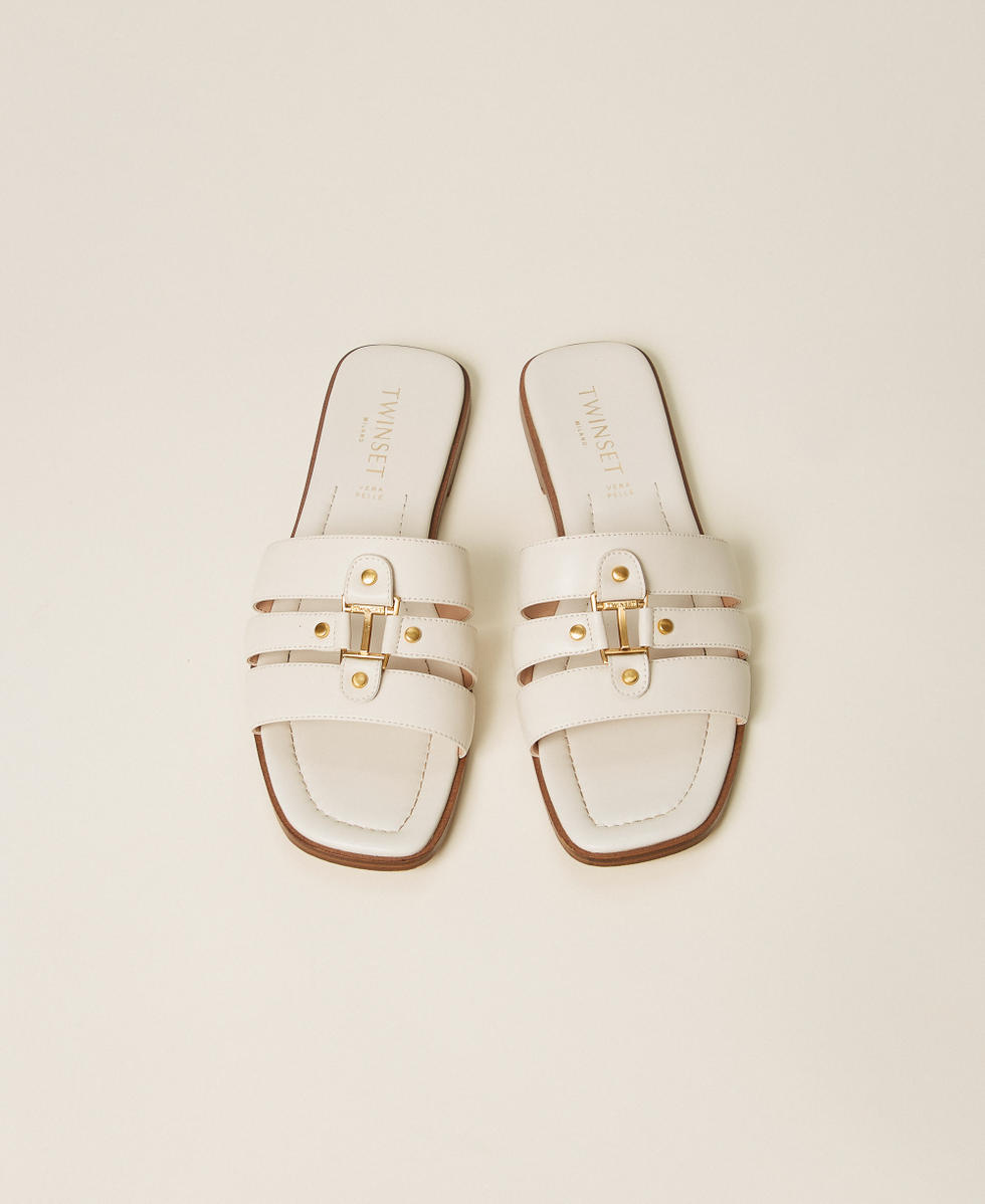 Leather sliders with logo Lily Woman 261TCP038_00381_04