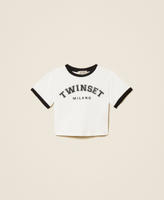 T-shirt regular con stampa logo Bicolor Off White / Nero Bambina 261GJ2253_10973_S0
