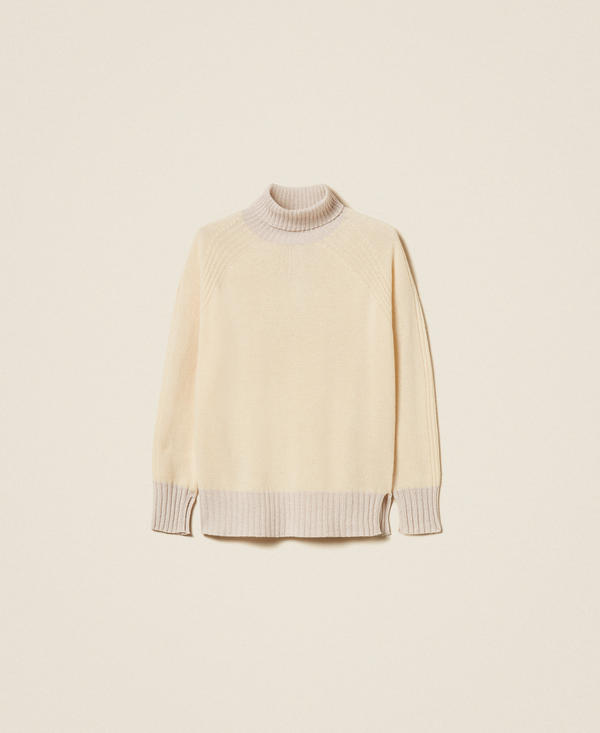 Jersey de cuello alto de cachemira mixta con l&uacute;rex