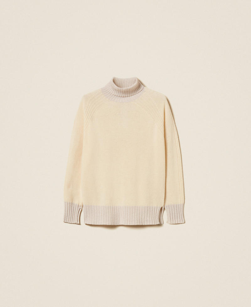 Jersey de cuello alto de cachemira mixta con lúrex Chantilly / Nieve Oro Lúrex Mujer 252TP3582_12790_S0