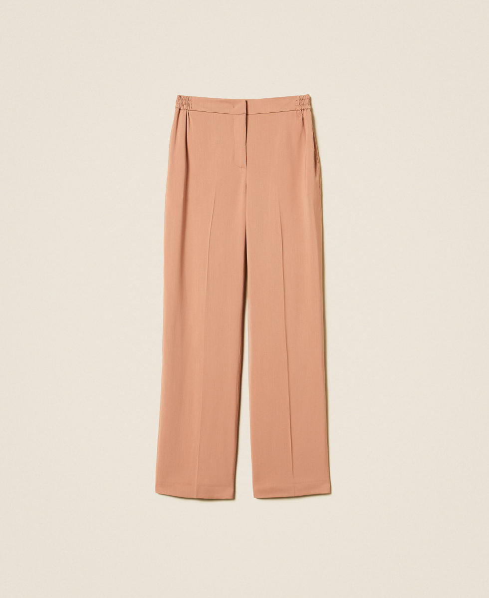 Straight twill trousers with pockets Dusty Pink Woman 262TP268G_00916_S0