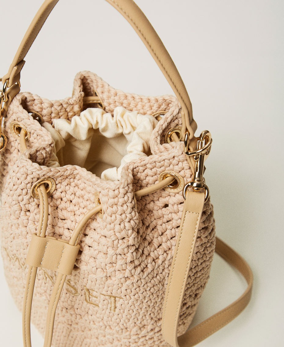 Bucket bag in crochet cotton Natural White Woman 251TD8111_00497_04