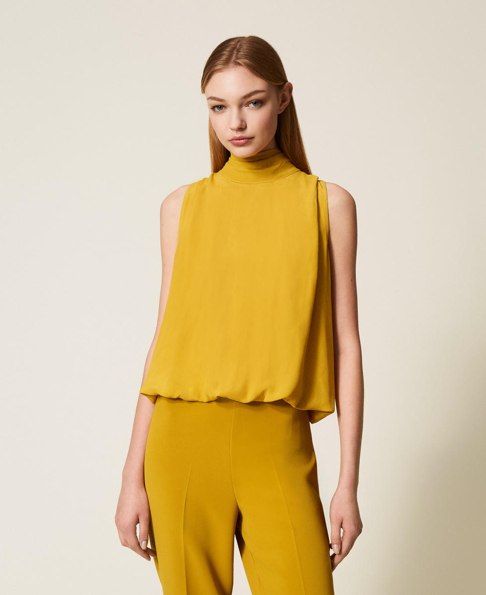 Cr&ecirc;pe de Chine top Mustard Yellow Woman 252TF2081_12607_01