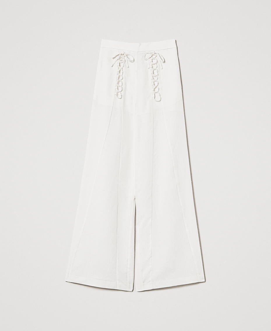Linen-blend palazzo trousers White Snow Woman 251TT2071_00282_S0