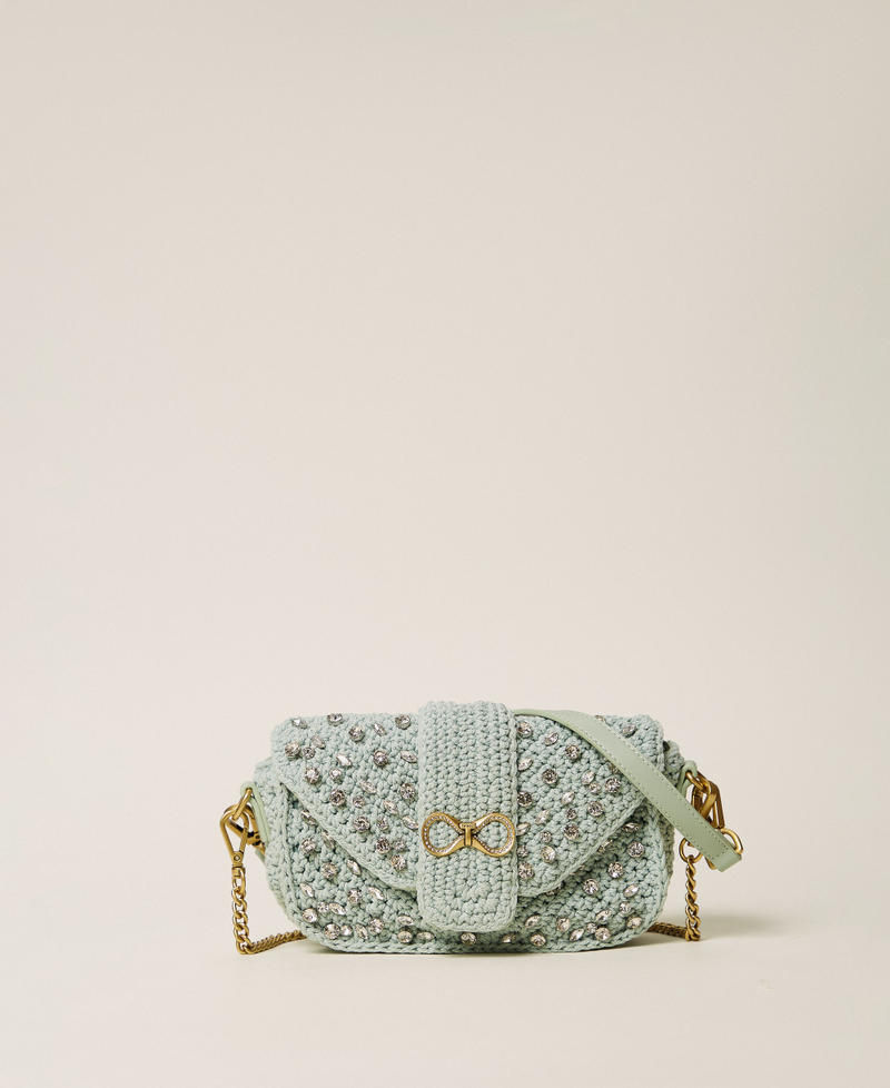 Borsa a tracolla crochet con strass Azzurro "Aqua" Donna 261TB7490_13162_01
