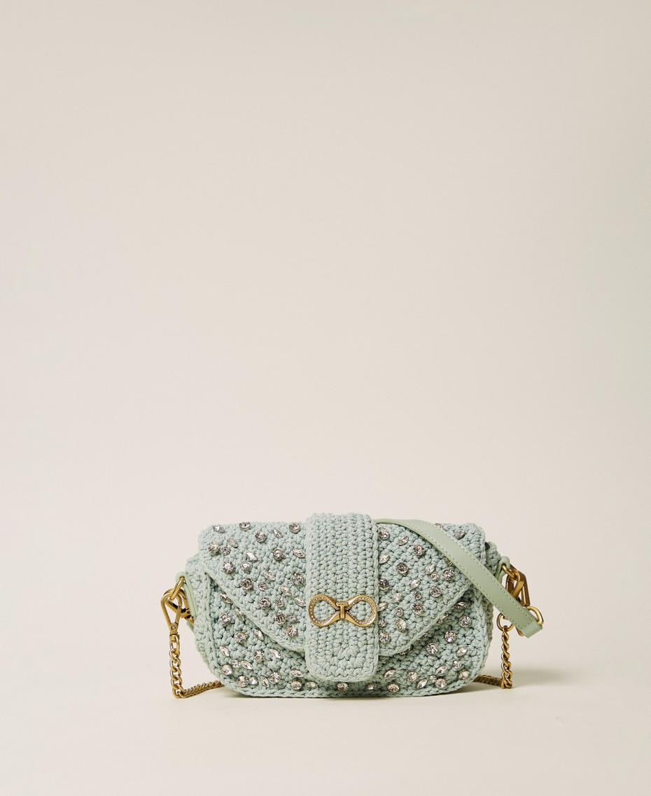 Borsa a tracolla crochet con strass Azzurro "Aqua" Donna 261TB7490_13162_01