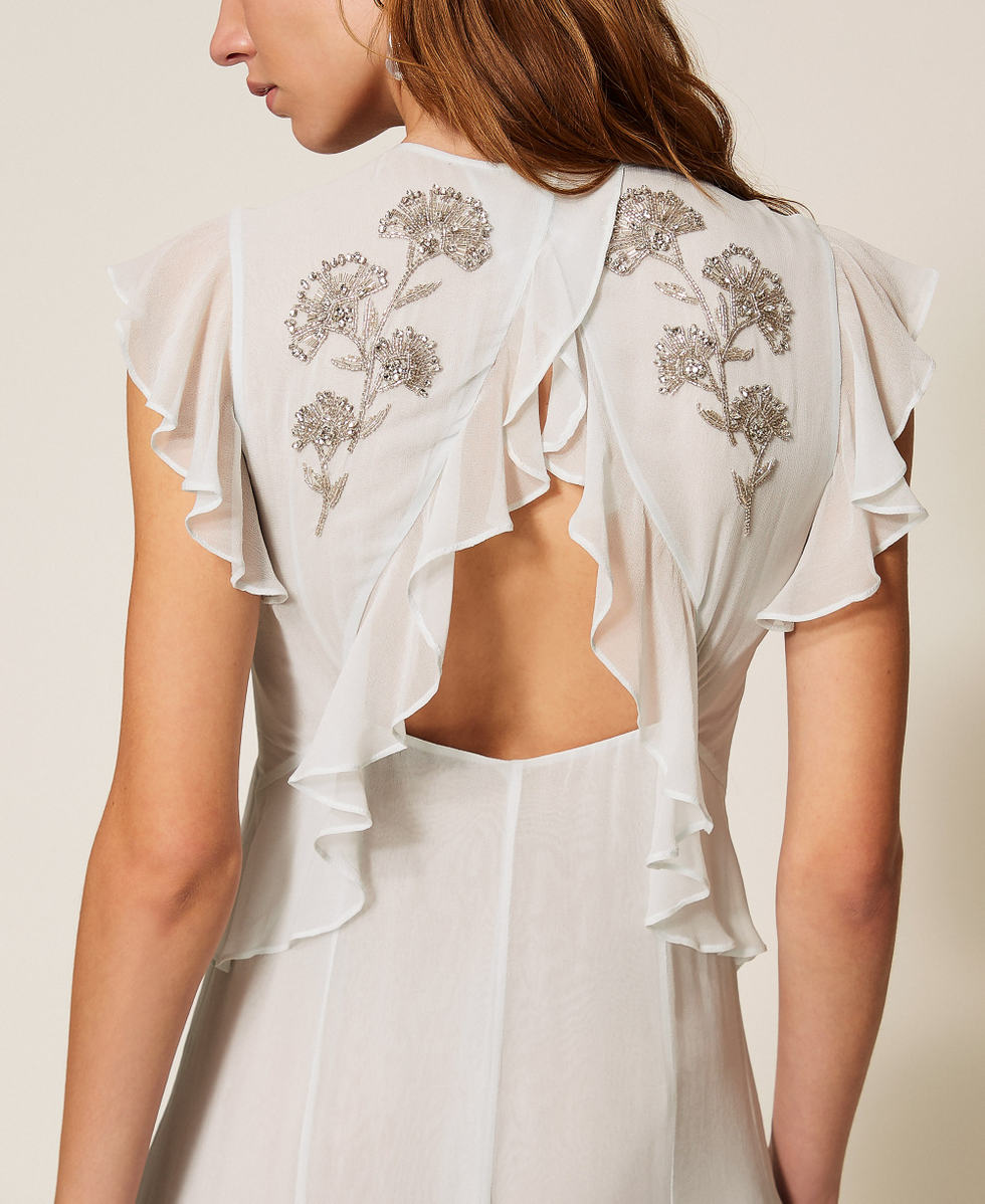 Abito lungo con ricamo a mano Azzurro "Aqua" Donna 261TP203A_13162_04