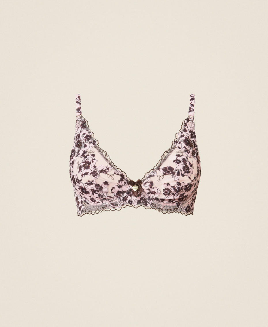 Floral print underwire bra Powder Rose/Mocha Lace Woman 262LI6D55_13847_S0