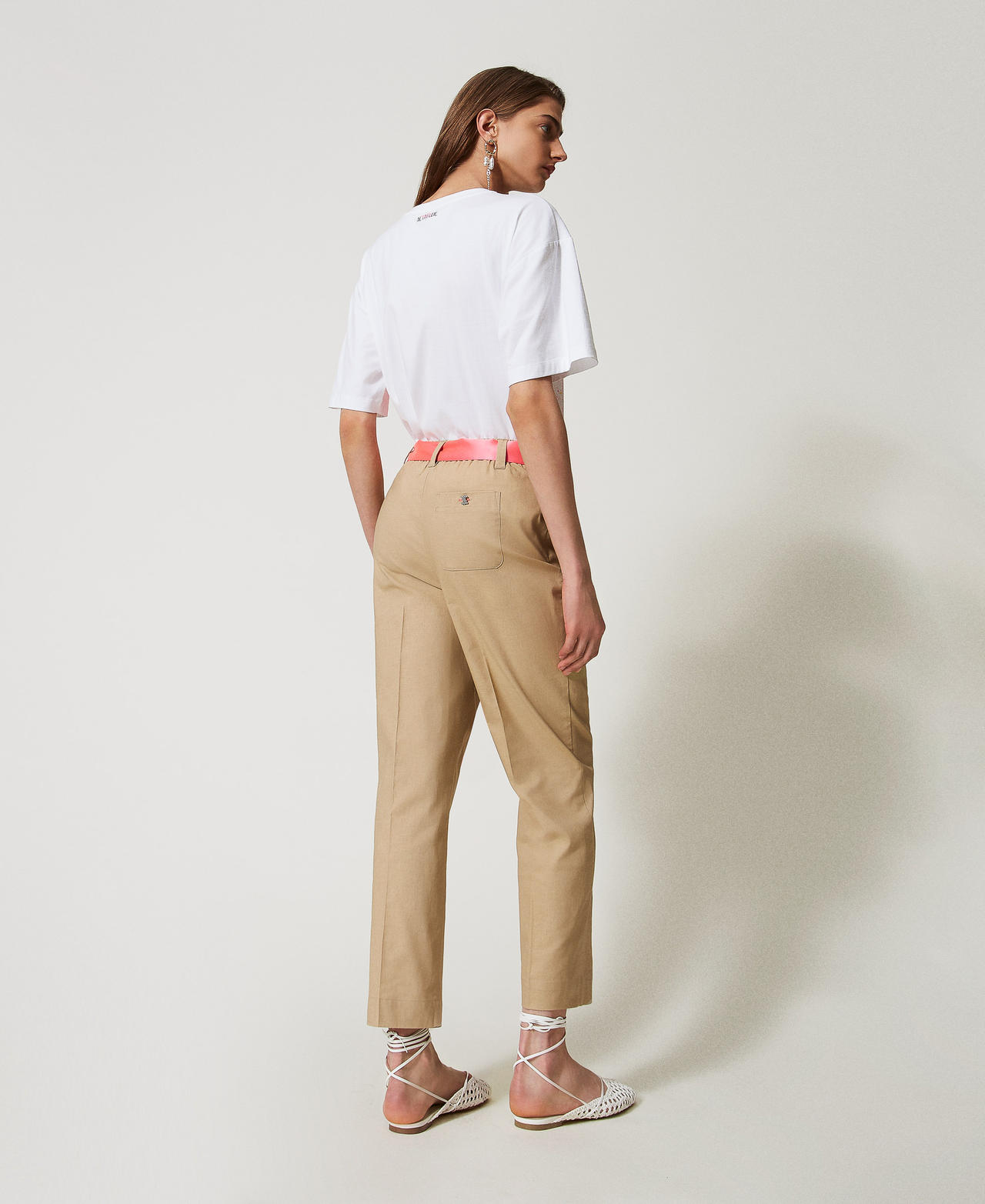 MYFO cigarette trousers with belt Incense Beige Woman 251AQ2064_00634_03