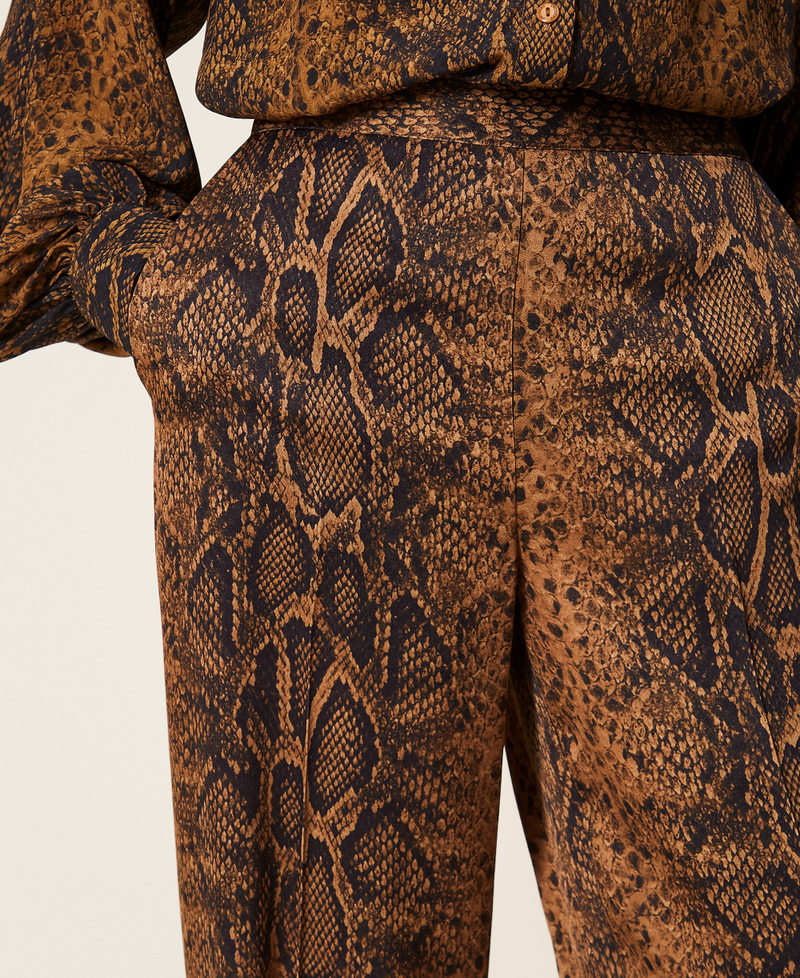 Pantaloni ampi a stampa python Stampa Python Marrone "Nut" / Black Donna 262TT2591_14141_04