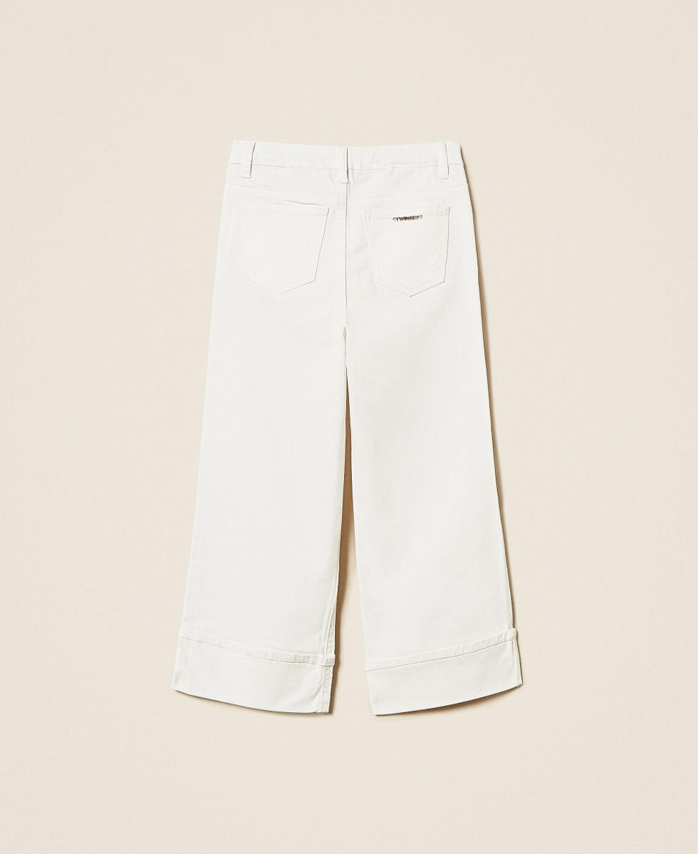 Weite Babyhose aus Bull-Denim Mattwei&szlig; M&auml;dchen 261GB2122_00526_S1