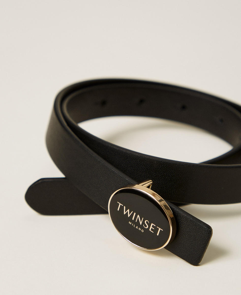 Belt with oval logo buckle Black Girl 262GJ5010_00006_02