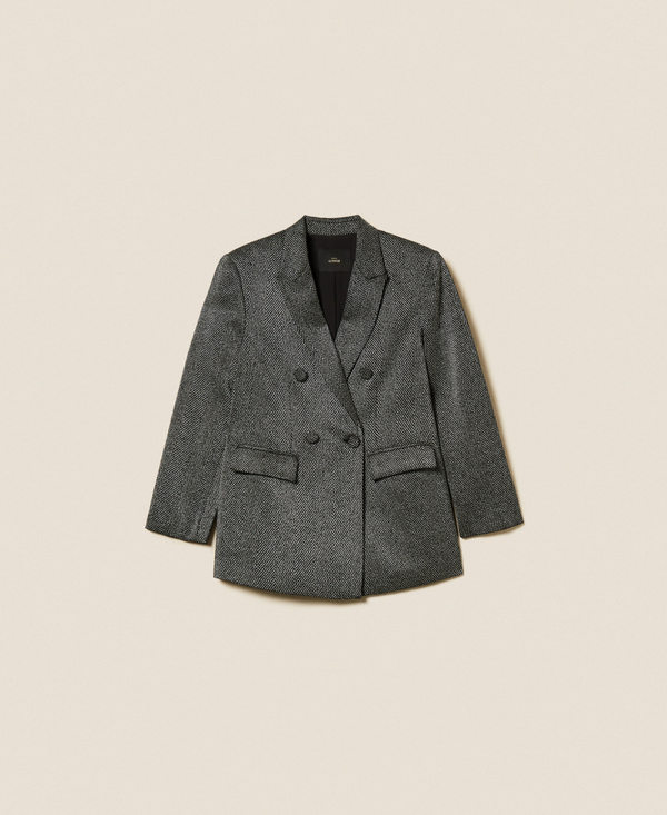 Blazer with laminated print