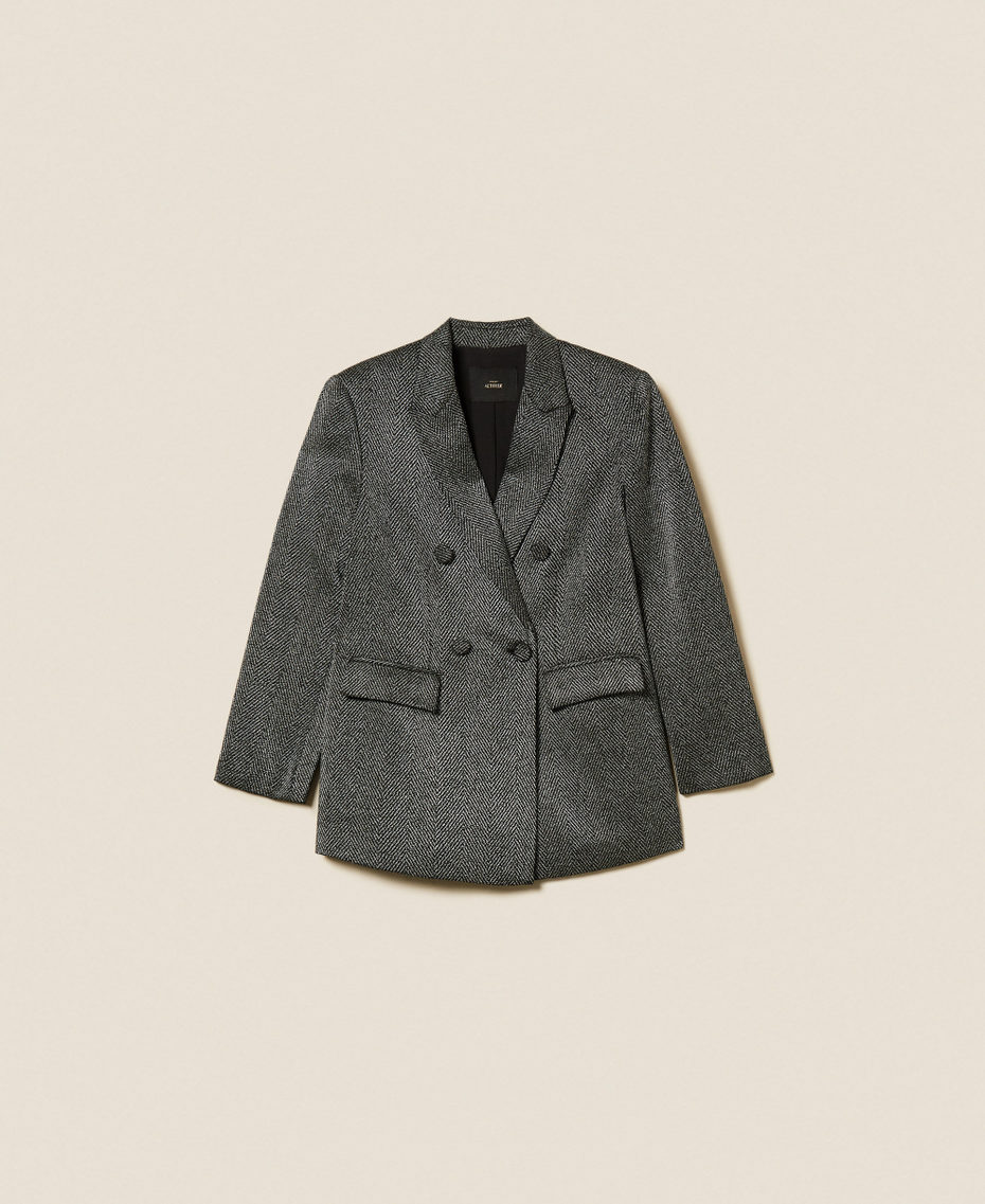 Blazer with laminated print Black Woman 252AP2350_00006_S0
