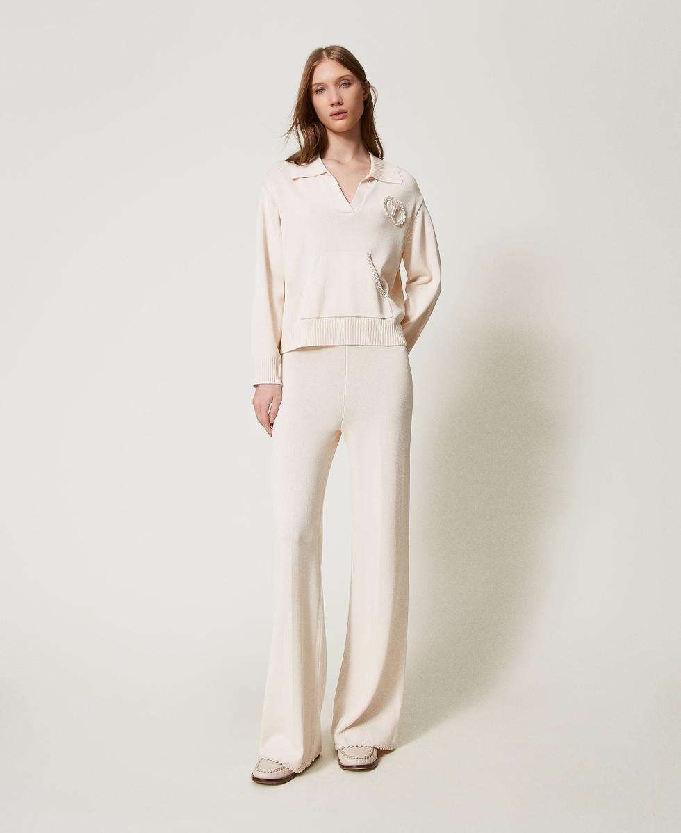 Cotton blend knit trousers