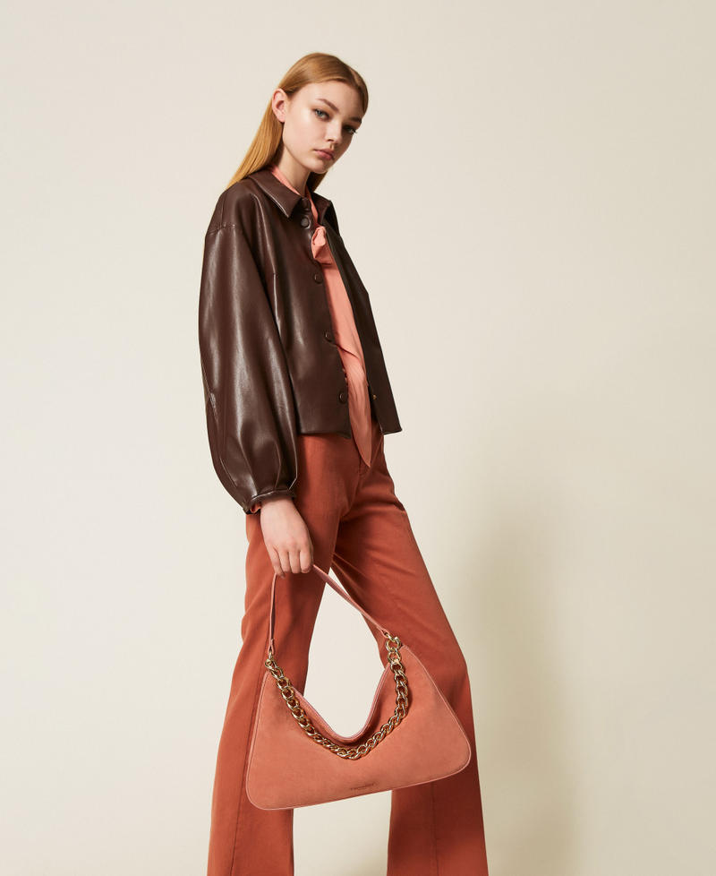 'Liliane' medium suede bag Dusty Pink Woman 252TB7162_14244_T0