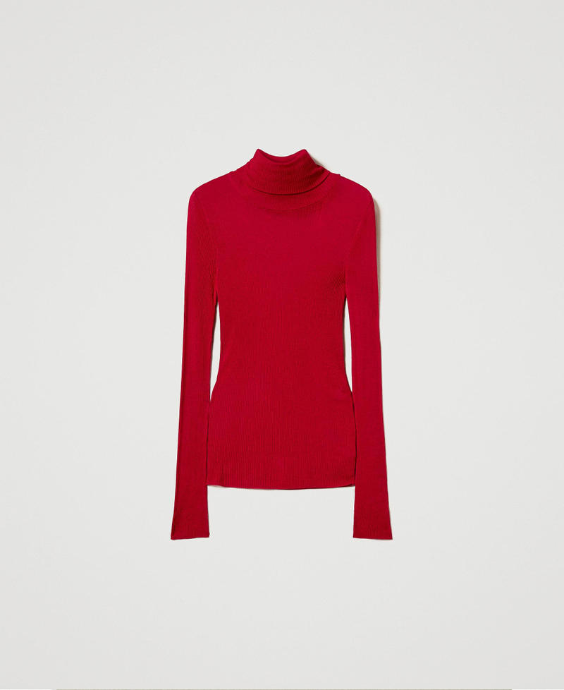 Viscose fitted turtleneck jumper Venetian Red Woman 242LL3SAA_00740_S0
