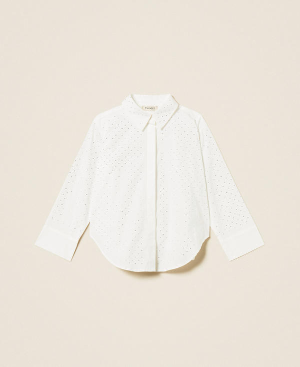 Oversize poplin shirt with rhinestones