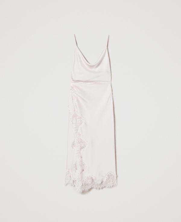 Midi satin and lace dress