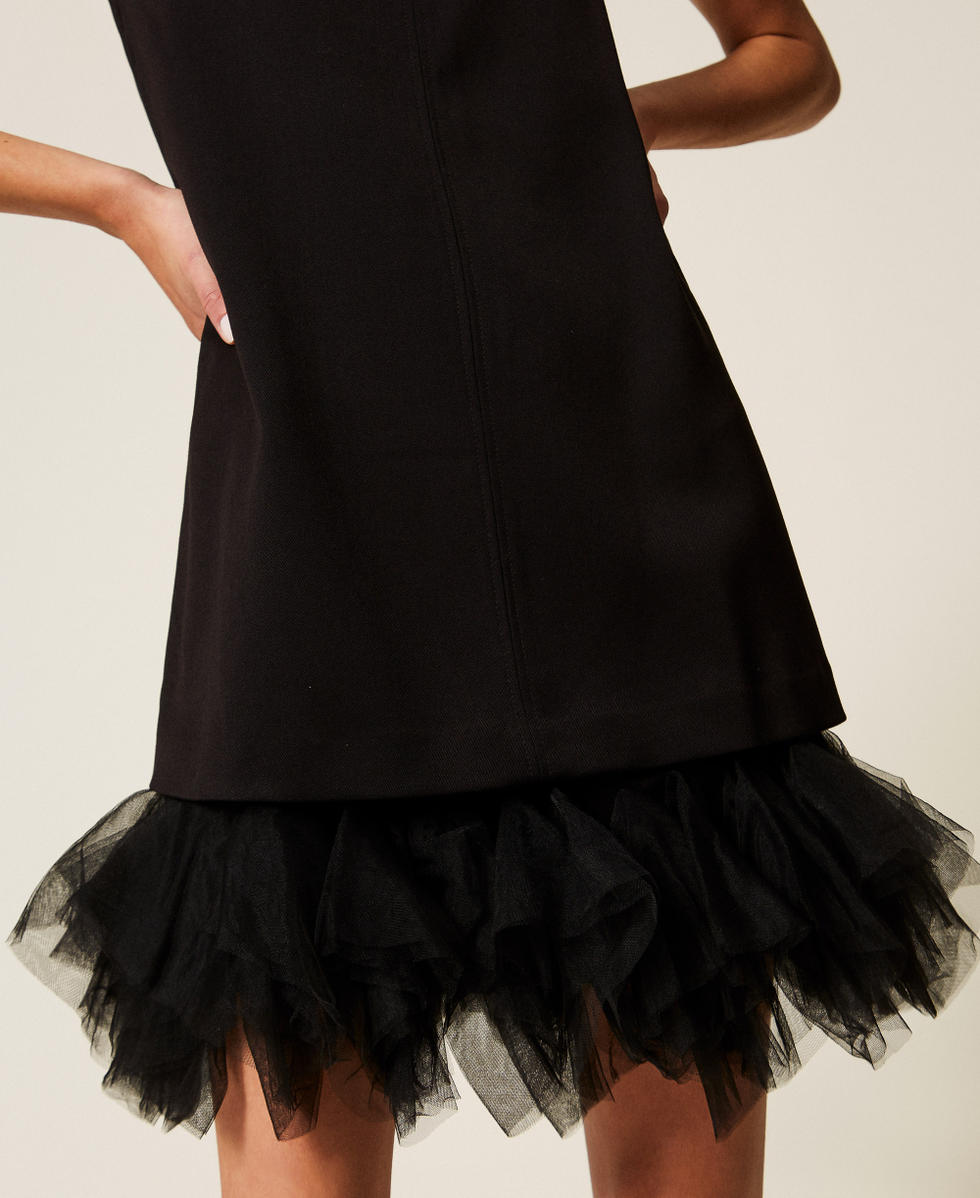 Abito corto con balze in tulle Nero Donna 252AT2084_00006_03