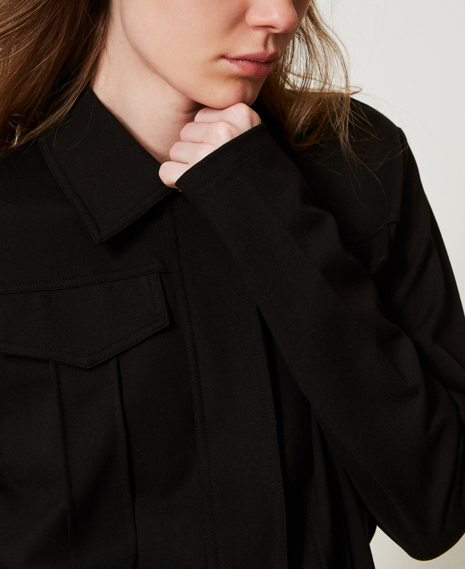 Jacket with flaps and ribbing Black Woman 251LL2RAA_00006_04