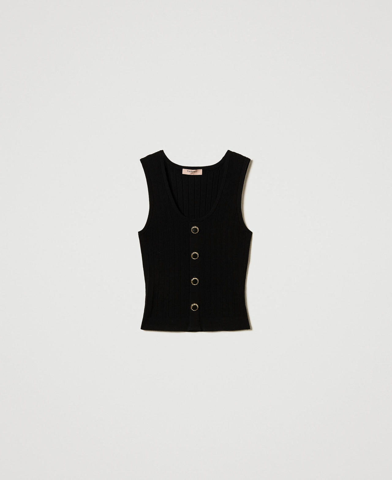 Knit top with decorative buttons Black Woman 251TP3492_00006_0S