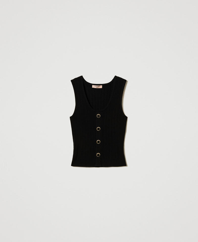 Knit top with decorative buttons Black Woman 251TP3492_00006_0S