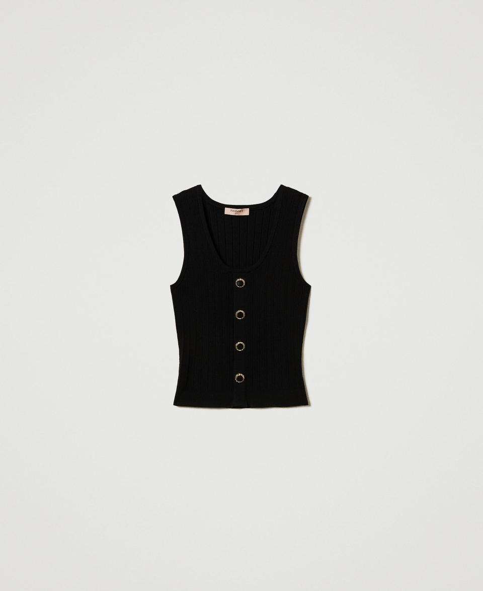 Knit top with decorative buttons Black Woman 251TP3492_00006_0S